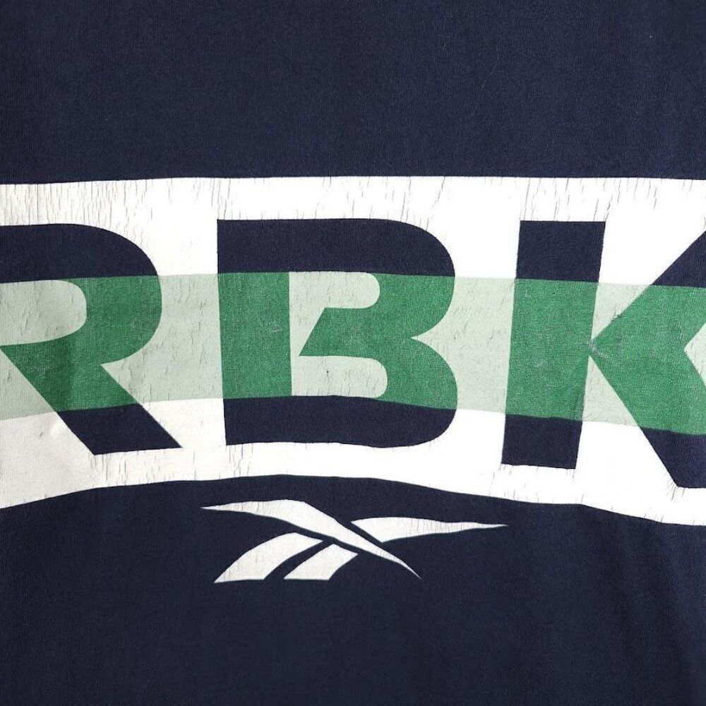 Vintage Reebok T Shirt Mens Size Large Blue 90s Mega Logo Streetwear - Picture 4 of 6